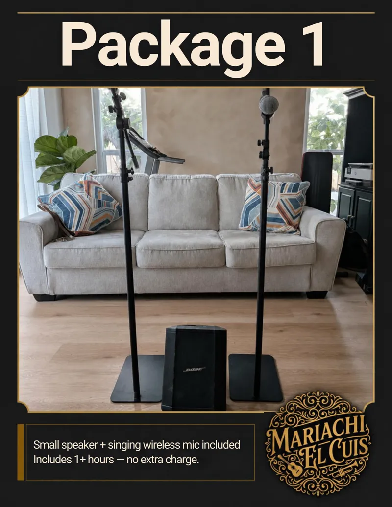Package 1 flyer showing the sound equipment