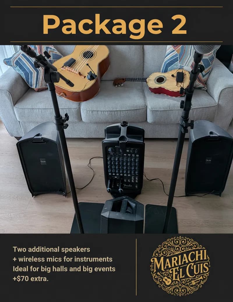 Package 2 flyer showing the sound equipment