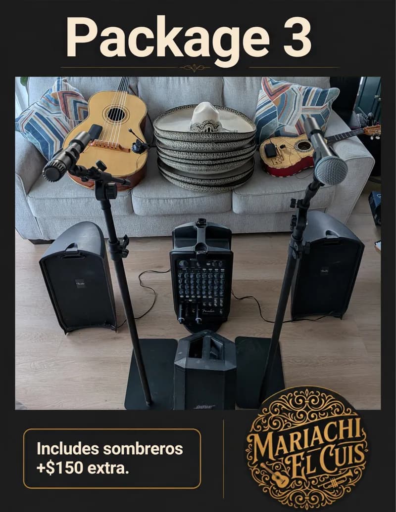 Package 3 flyer showing the sound equipment